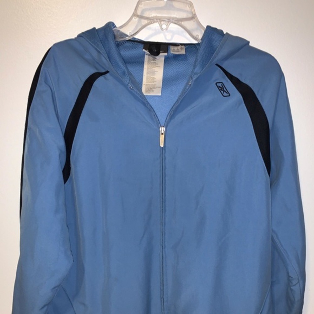 RBK Reebok dusty blue and navy windbreaker size L